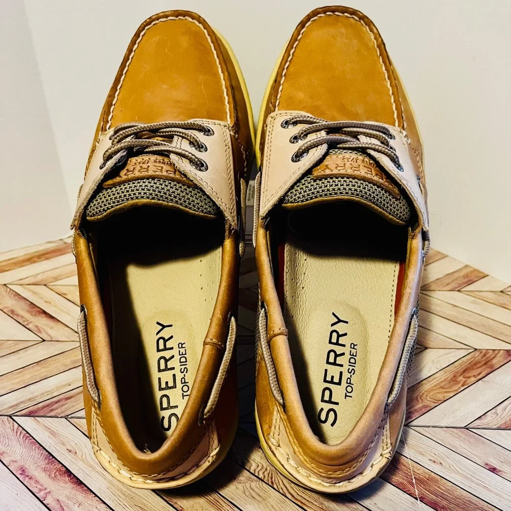 Sperry Top-Sider Billfish 3-Eye Boat Shoes Mens 10.5 Light Brown Leather 0799023